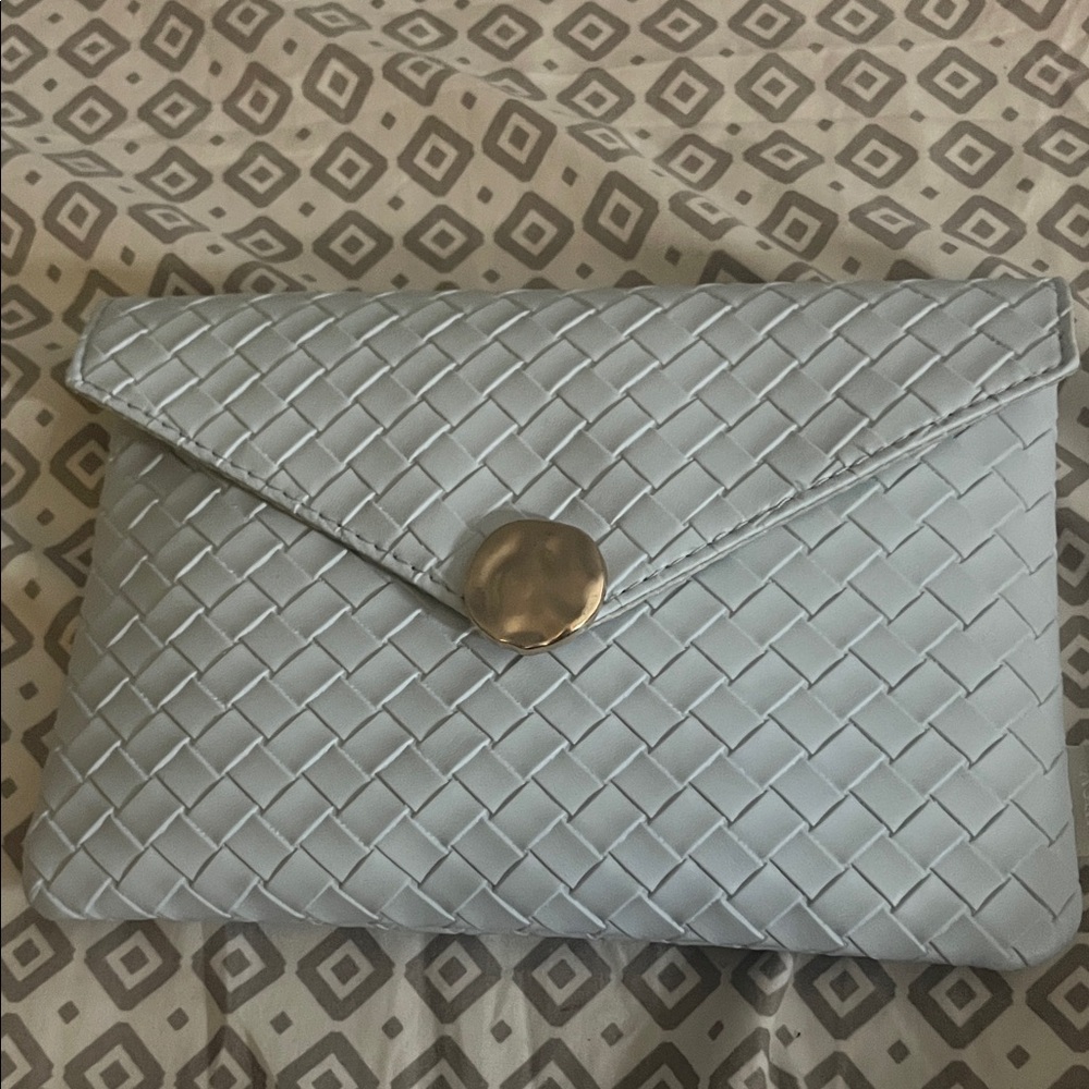 Elegant Woven Clutch in Light Blue